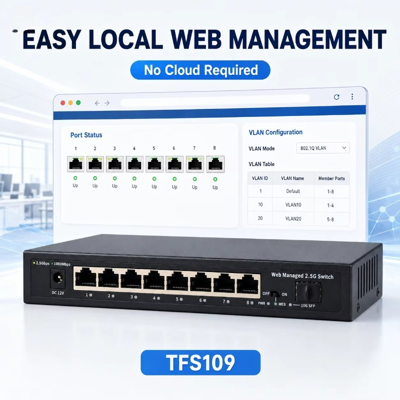 Sfp+ 10G Managed Switch 8 Port - 8포트 2.5Gb 관리형 스위치, 1개의 10G