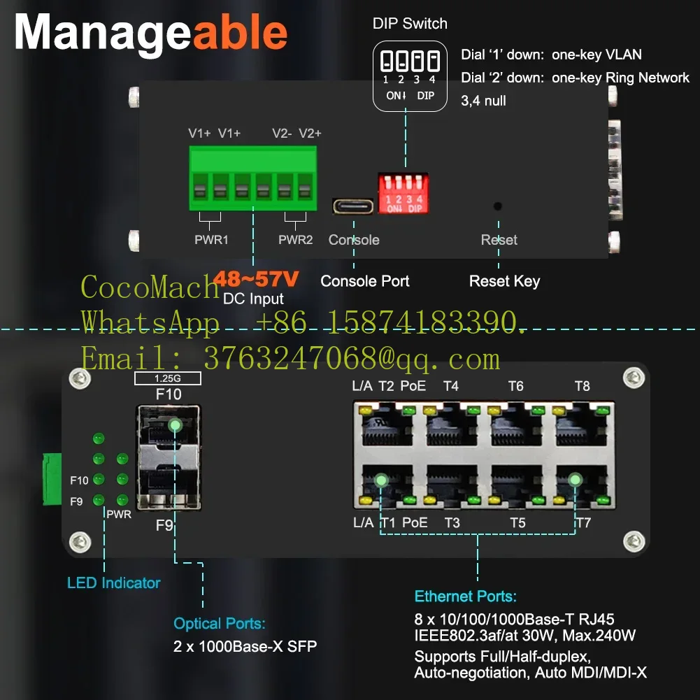 8포트 관리형 기가비트 스위치, DIN 레일형, 산업용 - Managed Gigabit Poe Switch 8 Port 802.3At 리뷰 및 가격